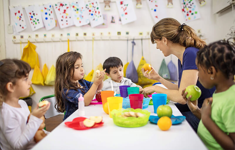 Kids are happy with the food and enjoying services