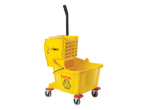 yellow mop bucket